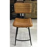 17 Stories Saire 24" Counter Stool Upholstered/Leather/Metal/Genuine Leather in Black, Size 39.0 H x 17.75 W in | Wayfair