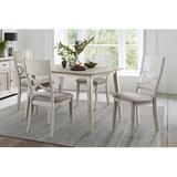 Rosalind Wheeler Amelia-Paige 4 - Person Dining Set Wood/Upholstered Chairs in Brown/White, Size 30.0 H in | Wayfair