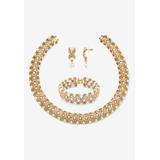 Women's Gold Tone Necklace, Bracelet And Earring Set, Simulated Pearl Jewelry by PalmBeach Jewelry in Crystal Pearl Gold