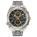 Bulova Men s Precisionist Stainless Steel Case and Bracelet Black Dial Two-Tone Watch