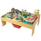 KidKraft 120 Piece Adventure Town Railway Train Table Set in Natural