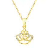 "Charming Girl 14k Gold Over Silver ""15"" Crown Pendant Necklace, Girl's, White"