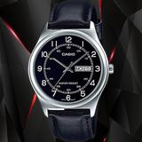 Casio Mtp-v006l-1b2 Men's Analog Black Dial Watch Leather Band Day