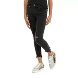 Love, Fire Girls 7-16 Destructed Skinny Jeans With Frayed Hem, Black, 14