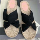 J. Crew Shoes | Canvas Twisted Knotted Espadrille Flat | Color: Black | Size: 8.5