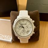 Michael Kors Accessories | Bnib Michael Kors Chronograph White Acrylic Bracelet Ladies Watch | Color: White | Size: Os