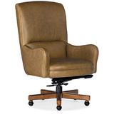 Hooker Furniture EC Dayton Genuine Leather Executive Chair Wood/Upholstered in Black/Brown, Size 43.0 H x 30.5 W x 25.5 D in | Wayfair EC203-086
