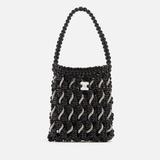 Small Woven Crystal-embellished Vegan Leather Tote Bag