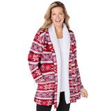 Plus Size Women's Sherpa Lined Collar Microfleece Bed Jacket by Dreams & Co. in Classic Red Fair Isle (Size M) Robe