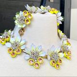J. Crew Jewelry | J. Crew Yellow Brulee Crystal Flower Necklace With Bracelet! | Color: Gold/Yellow | Size: Os