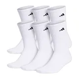 adidas Mens Big and Tall 6 Pair Crew Socks, 13-15 , White