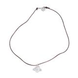 United Nations Rose of Peace,'Guatemalan 950 Silver Pendant Necklace with Leather Cord'