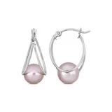 Belk & Co 8-8.5Mm Pink Cultured Freshwater Pearl Drop Earrings In 10K White Gold