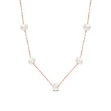 Belk & Co 5.5-6Mm Freshwater Cultured Pearl Tin-Cup Necklace In 10K Rose Gold, Pink