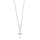 "Kristen Kesho 14k Gold Diamond Cut Cross on Stainless Steel Cross Pendant Necklace, Men's, Size: 24"", Silver"