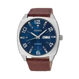 Seiko Men's Recraft Leather Automatic Watch - SNKN37, Size: Large, Brown