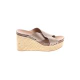 Lucky Brand Wedges: Tan Solid Shoes - Women's Size 9 1/2 - Open Toe