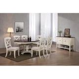 Rosalind Wheeler Zechari 8 Piece 48" Round Or 66" Oval Extendable Dining Set | Butterfly Leaf Table | Sideboard w/ Large Display Shelf 3 Drawers 2 Storage Cabinets | /Upholstered Chairs