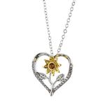 SHIYAO Sunflower Necklace for Women Girlfriend Sunflower Heart Crystal Pendant Necklace Jewelry Gifts for Christmas Birthday Mother s Day Gift(Gold)