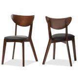 Baxton Studio Sumner Black Faux Leather Upholstered Dining Chairs (Set of 2), Brown/Black