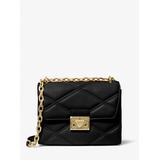 Michael Kors Serena Small Quilted Faux Leather Crossbody Bag Black One Size