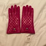 Coach Accessories | *Authentic* Coach 100% Wool, 100% Leather Magenta Gloves | Color: Pink | Size: Xsmall, Small
