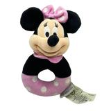 Disney Toys | Disney Store Baby Minnie Mouse Infant 6 Rattle Stuffed Animal Lovey Pink Polka | Color: Black/Pink | Size: 6