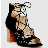 Nine West Shoes | Nine West Womens Gweniah Black Suede Gladiator Lace Up Sandals | Color: Black | Size: 6.5