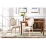 One Allium Way® Ania Linen King Louis Back Side Chair Wood/Upholstered/Fabric in Brown, Size 37.79 H x 20.87 W x 21.65 D in | Wayfair