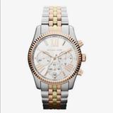 Michael Kors Accessories | Michael Kors Lexington Two-Tone Watch | Color: Gold/Silver/Tan/White | Size: Os