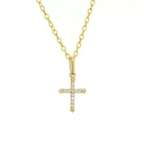 "Charming Girl 14k Cubic Zirconia Gold Cross Pendant Necklace, Girl's, Size: 15"", White"