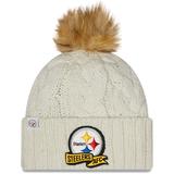 Women's New Era Cream Pittsburgh Steelers 2022 Sideline Cuffed Knit Hat