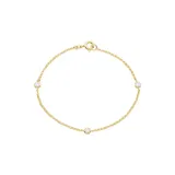 Paj Lab Created 18K Yellow Gold Over Sterling Silver Bracelet Featuring 1/4 Ct Tw Lab Grown Diamond, White, 7"