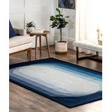 nuLOOM Indoor Rugs Blue - Blue Abstract Oval Harlow Wool Rug