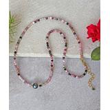 My Gems Rock! Women's Necklaces Pink - Tourmaline & Cultured Pearl Beaded Choker Necklace