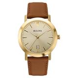Bulova Men's Quartz Date Indicator Brown Leather Band 38mm Watch
