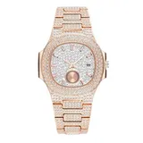 4 colors available Newest style rose Gold Watch Men Chronograph Waterproof Diamond mechanical watch