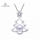 2018 Hot Sale Party Christmas Designs Jewelry S925 Sterling Silver Christmas Tree Pearl Pendant Mounting