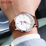 OLEVS 6609 Automatic Mechanical Watch Fashion Simple Men's Watch Rose Gold Case/ Brown/Black /Date Function Imported Movement