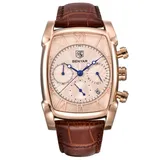 BENYAR Rose Gold Watch Men Fashion Quartz Men's Watches Top Brand Luxury Chronograph Leather Sport Wristwatch Relogio Masculino