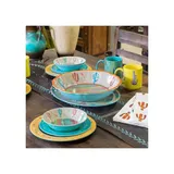 Paseo Road By Hiend Accents Cactus Design Melamine Dinnerware Set, Blue