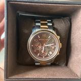 Michael Kors Accessories | Michael Kors Mk5495 Ladies Runway Rose Gold Steel Brown Face Chronograph Watch | Color: Brown/Gold | Size: Os