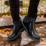 Nine West Shoes | Booties Boots Shoes Sneakers Ankle Black Slip In Rain Shiny Fashion Boot | Color: Black | Size: 8