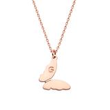 Limoges Jewelry Girls' Necklaces Rose - 14k Rose Gold-Plated Butterfly Personalized Initial Necklace