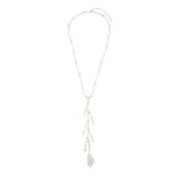 Amber Pearl Lariat Necklace - White - Brinker & Eliza Necklaces