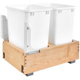 Rev-A-Shelf 4WC-18DM2 4WC Bottom Mount Double Bin Trash Can - 35 Quart Capacity White Storage and Organization Cabinet and Kitchen Organizers Pull Out