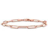 Belk & Co 5Mm Polished Paperclip Chain Bracelet In 18K Rose Gold Plated Sterling Silver, 7.5", Pink