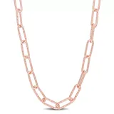 Belk & Co 5Mm Fancy Paperclip Chain Necklace In 18K Rose Gold Plated Sterling Silver, 24", Pink