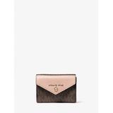 Michael Kors Jet Set Charm Small Logo and Leather Envelope Trifold Wallet Brown One Size