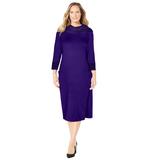 Plus Size Women's Cowl Neck Sweater Dress by Catherines in Deep Grape Geo Patch (Size 5X)